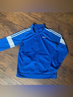 adidas Royal Blue Zip-Up Track Jacket with White Logo